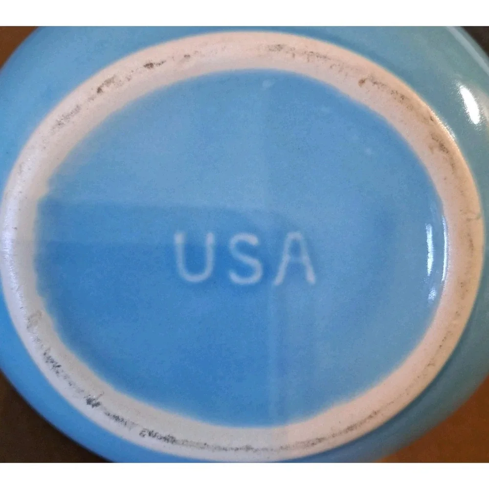 Vtg MCM Cronin‎ Ceramic Dutch  Blue Tulip Water Pitcher Made In USA